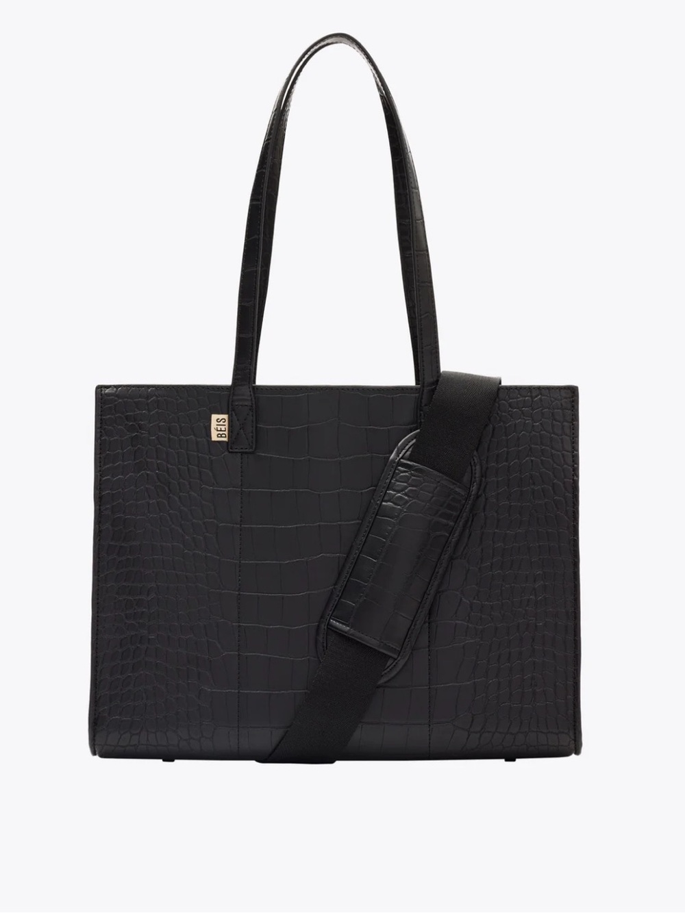 BEIS The Work Tote - Black Croc Embossed